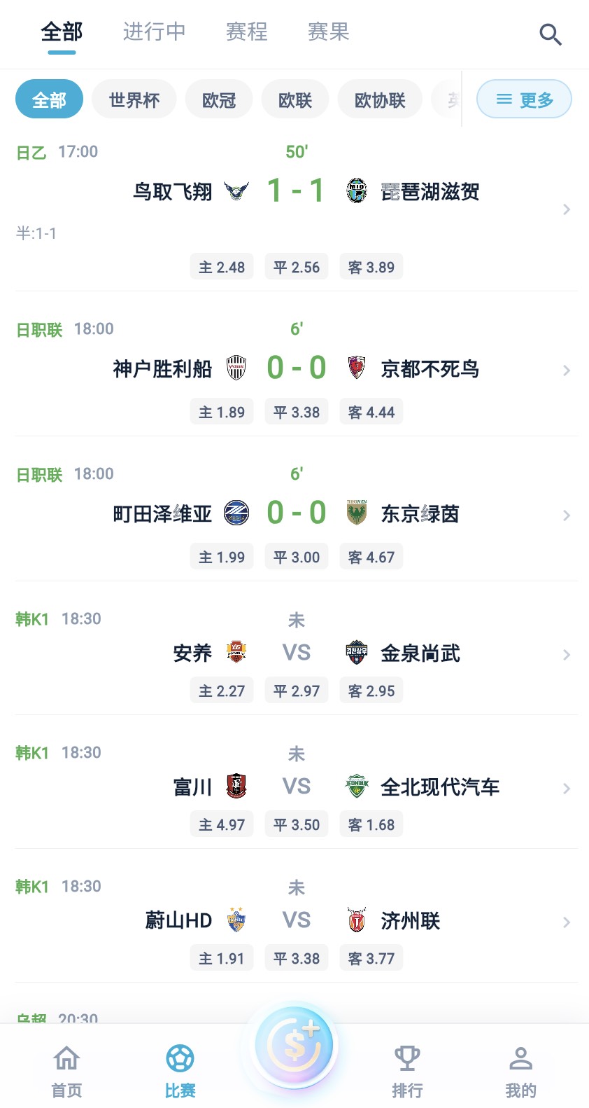 Click to enlarge Match list